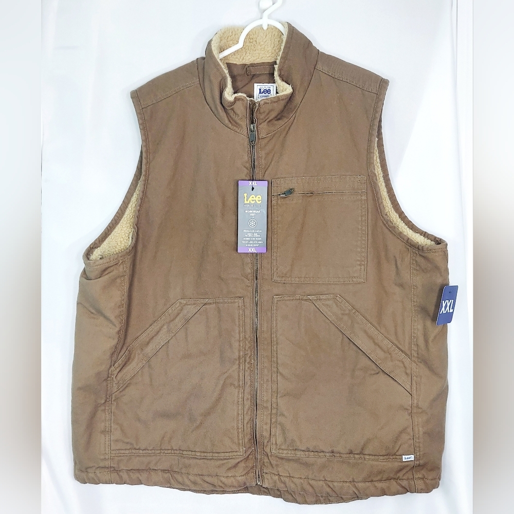 Lee Brown Sherpa-Lined Relaxed Fit Outdoor Utility Vest Mens Size XXL NWT Casual